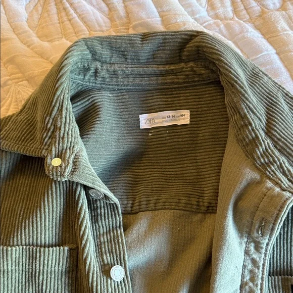 Zara Sage Green Corduroy Shirt - Picture 3 of 3